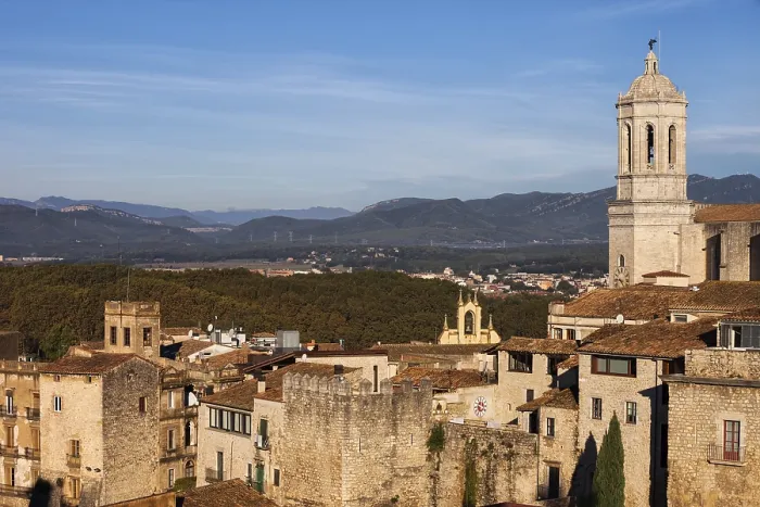 Framed Print : Girona city historic architecture in Catalonia