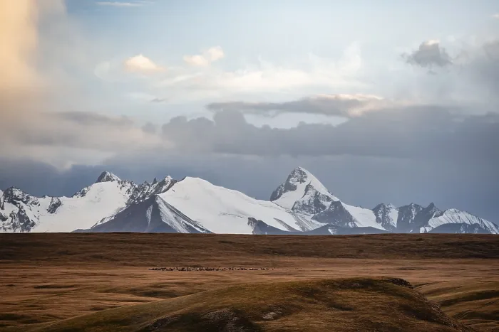 Framed Print : Glaciated and snow-capped mountains