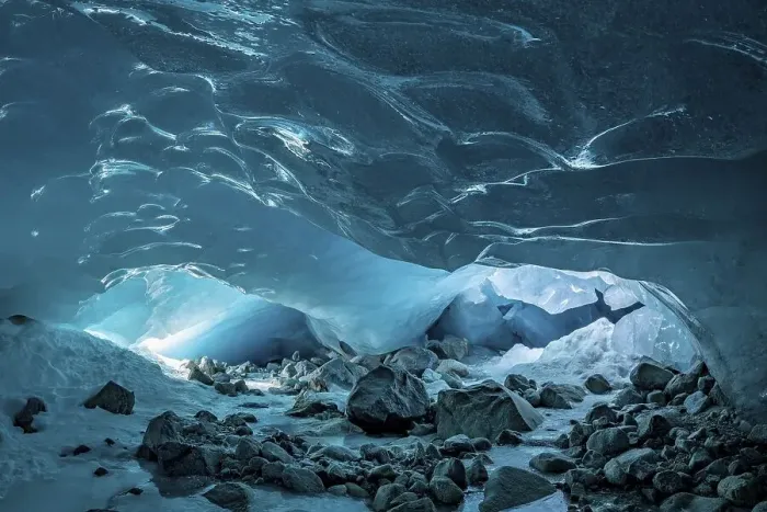 Framed Print : Glacier cave, ice cave, Morteratsch glacier