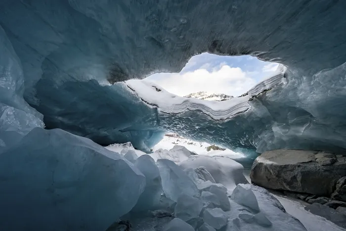 Framed Print : Glacier cave, ice cave, Morteratsch Glacier