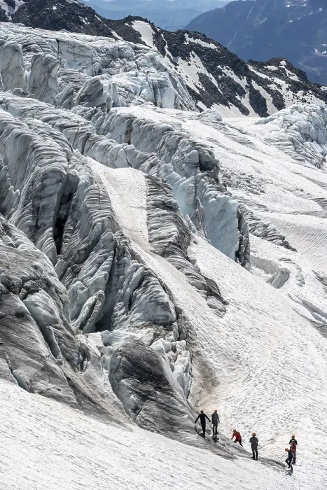 Framed Print : Glacier course, crevasses on the Glacier du Tour