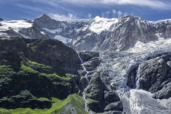 Framed Print : Glacier Grindelwald-Fieschergletscher and summit of Walcherhorn