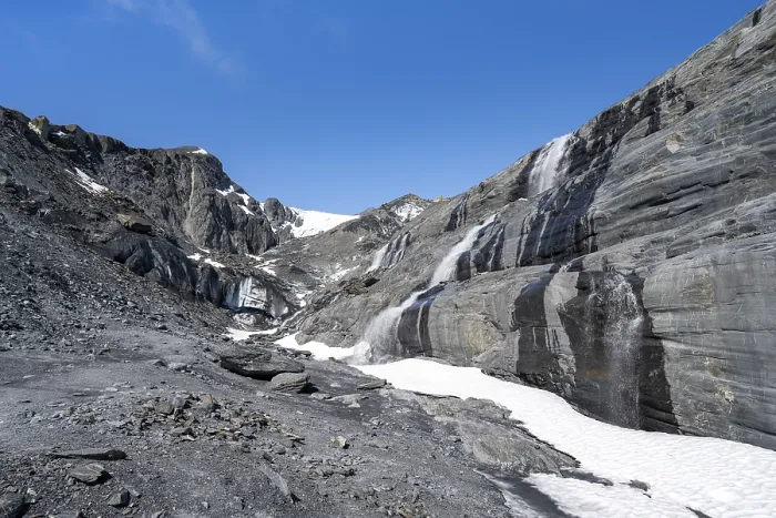 Framed Print : Glacier Ice and Waterfall, Worthington Glacier