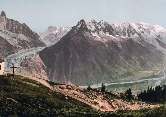 Framed Print : Glacier, Mont Blanc, the La Flegere range