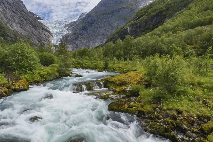 Framed Print : Glacier stream from Briksdalsbreen, Norway, Europe
