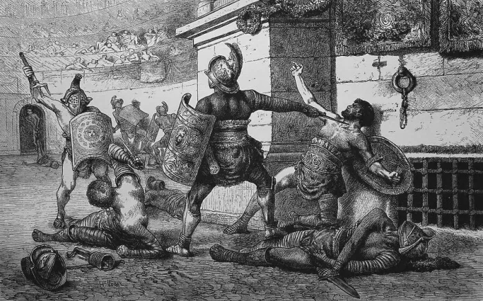 Framed Print : Gladiator fight in Ancient Rome