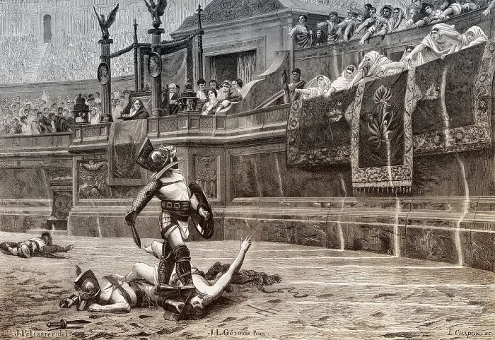 Framed Print : Gladiatorial Fights at the Colosseum
