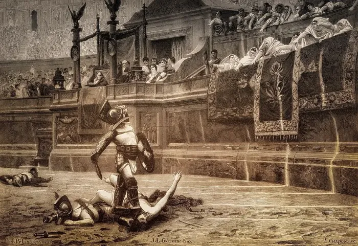 Framed Print : Gladiatorial Fights at the Colosseum