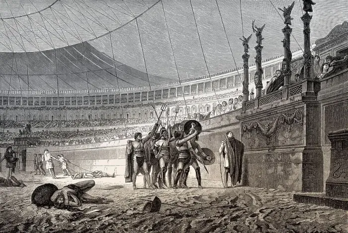 Framed Print : Gladiatorial Fights at the Colosseum