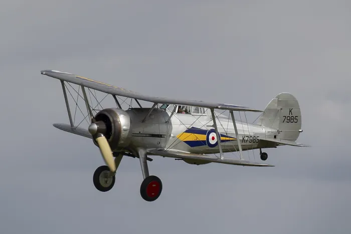 Framed Print : Gloster Gladiator biplane aircraft in RAF Royal air force colours flying
