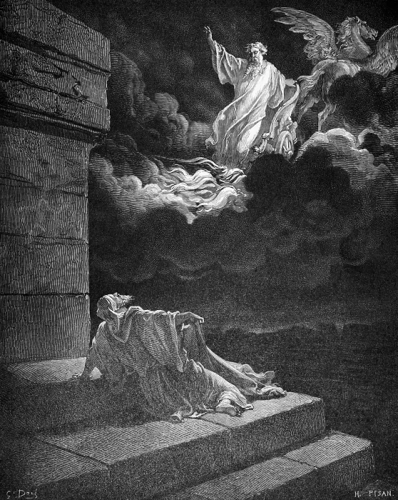 Framed Print : God brings Elijah to heaven, Elijah rides in a chariot of fire