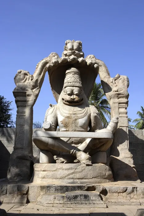 Framed Print : God Narasimha monolith statue, Hampi