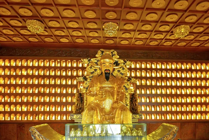 Framed Print : God of Wealth sculpture in the Giant Wild Goose Pagoda