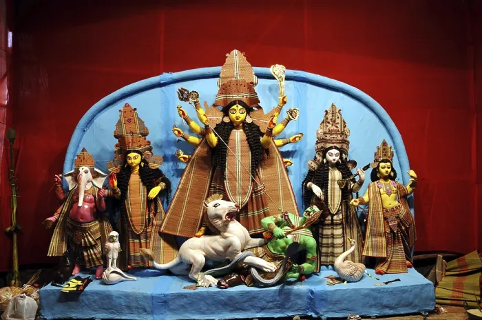 Framed Print : Goddess durga idol on durga puja festival