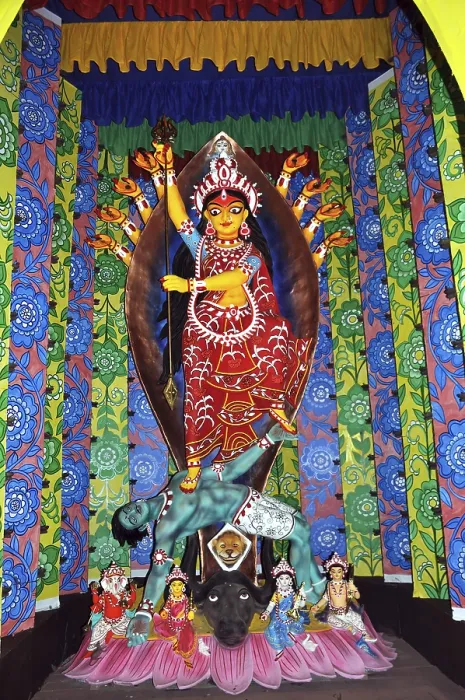 Framed Print : Goddess durga killing mahishasura