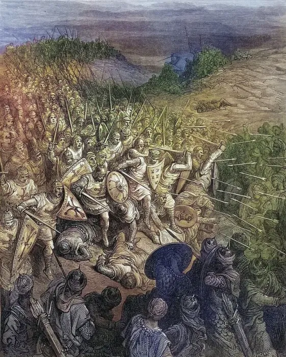 Framed Print : Godfrey's soldiers penetrate the Muslim army during the first crusade in 1096 Framed Print : Godfrey's soldiers penetrate the Muslim army during the first crusade in 1096
