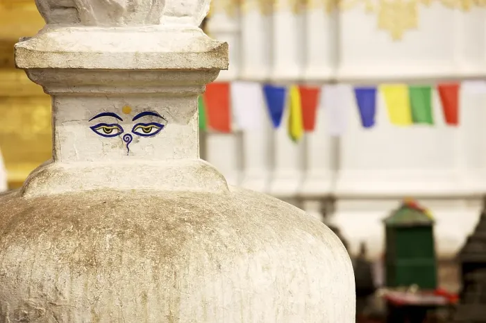 Framed Print : God's all seeing with the third eye and the number one as nose in the Swayambhunath Stupa Temple Framed Print : God's all seeing with the third eye and the number one as nose in the Swayambhunath Stupa Temple