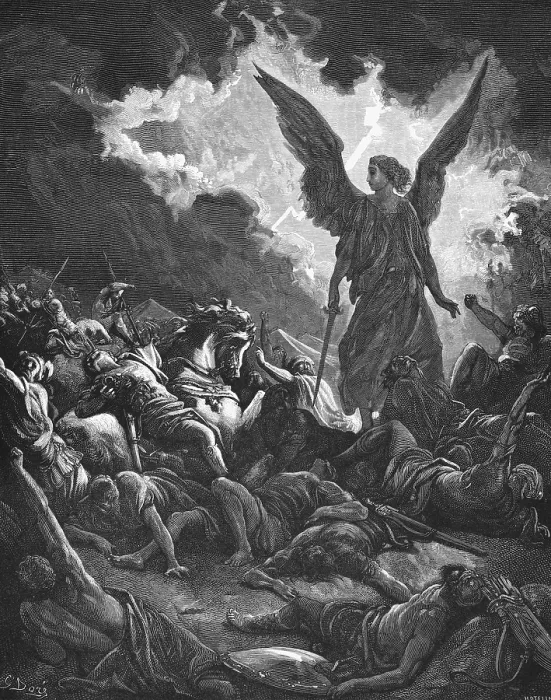 Framed Print : God's criminal judgment, The Angel of the Lord beats the army of the Assyrians