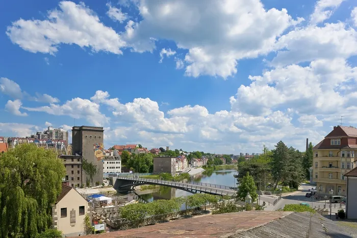 Framed Print : Goerlitz pedestrian bridge over the Neisse