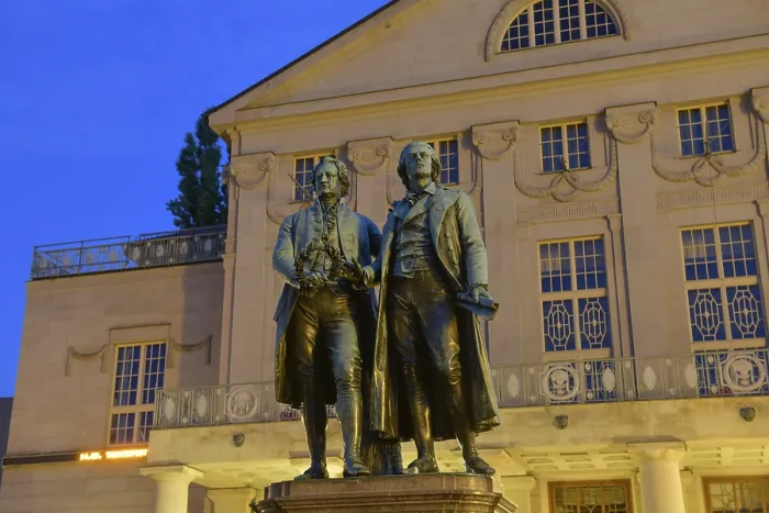 Framed Print : Goethe-Schiller Monument, German National Theatre