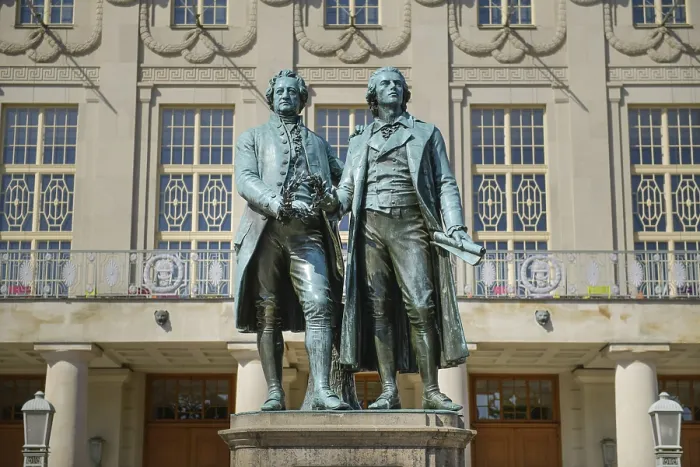 Framed Print : Goethe-Schiller Monument, German National Theatre