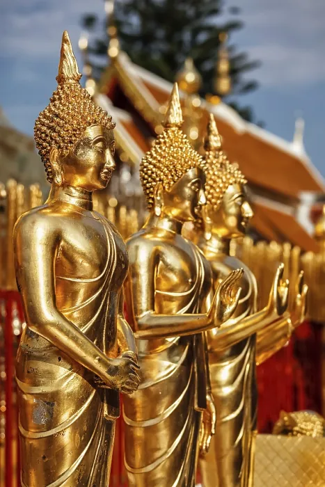 Framed Print : Gold Buddha statues in Wat Phra That Doi Suthep Framed Print : Gold Buddha statues in Wat Phra That Doi Suthep