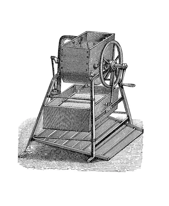 Framed Print : Gold mining 1890, sorting machine for gold sand