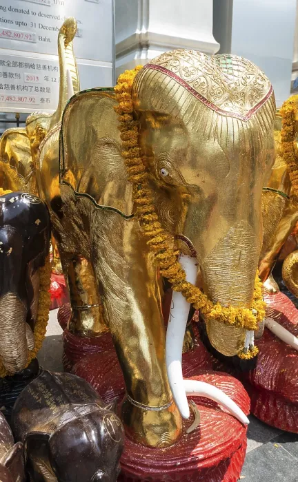 Framed Print : Gold-plated elephant in a temple Framed Print : Gold-plated elephant in a temple