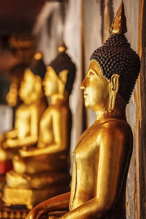 Framed Print : Gold sitting Buddha statues in Wat Phra That Doi Suthep