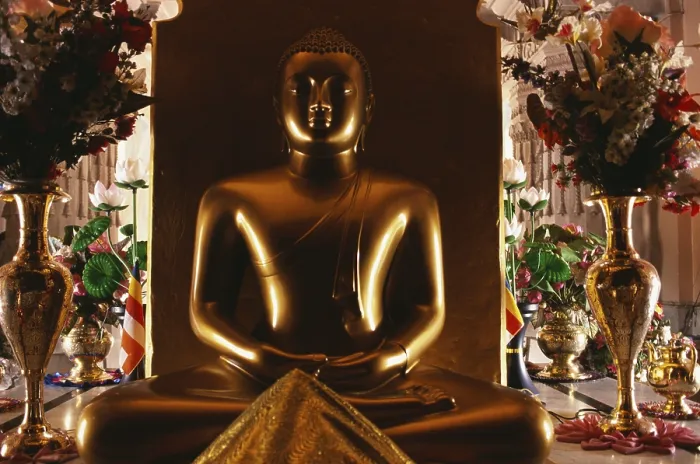 Framed Print : Golden acrylic statue of Buddha Framed Print : Golden acrylic statue of Buddha