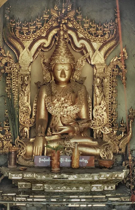 Framed Print : Golden Buddha figure in Sule Pagoda