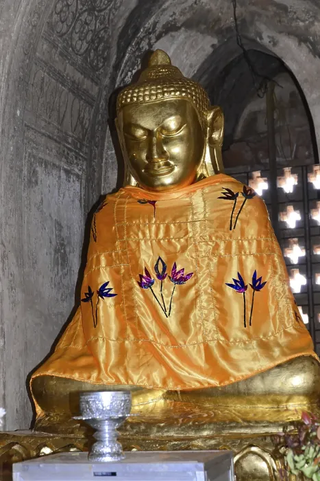 Framed Print : Golden Buddha in Pagoda, Bagan, Myanmar