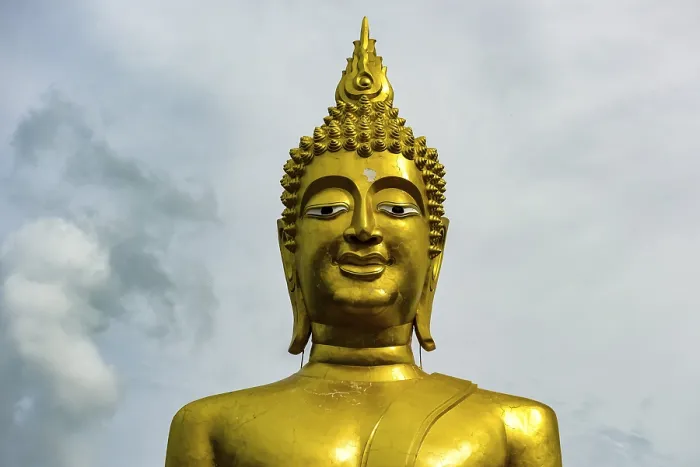 Framed Print : Golden Buddha Statue, detail, Wat Phra Yai Temple