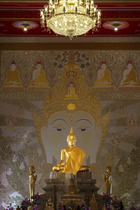 Framed Print : Golden Buddha statue with tunic