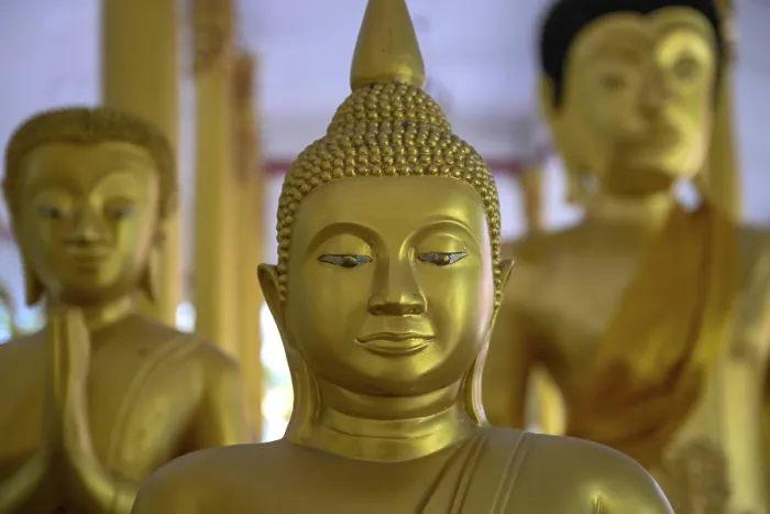Framed Print : Golden Buddhas, Wat Saphan, temple