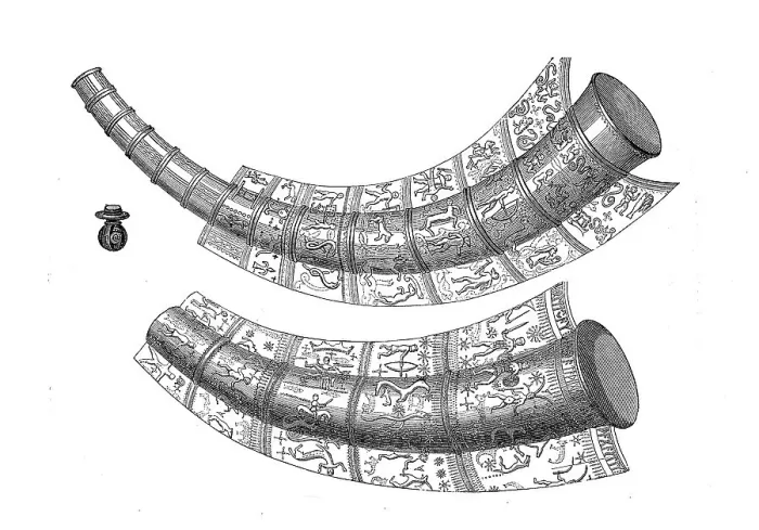 Framed Print : Golden drinking horns found in Schleswig