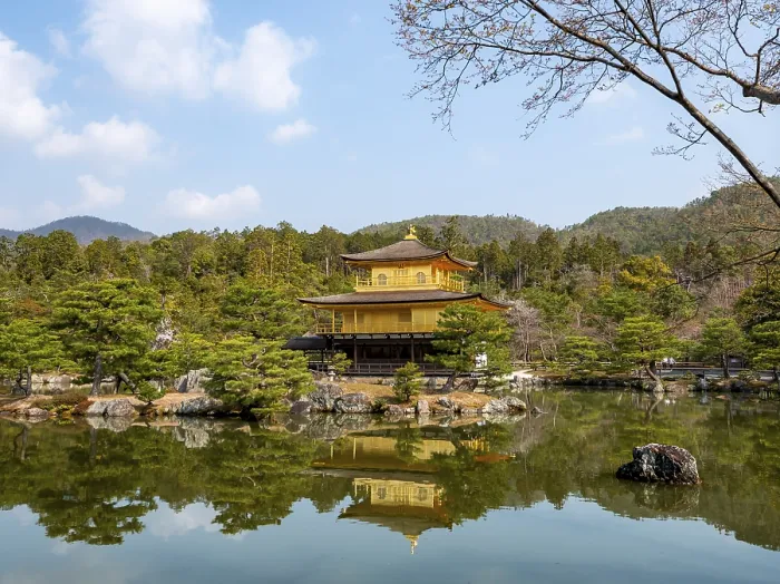 Framed Print : Golden Pavilion reflected in pond