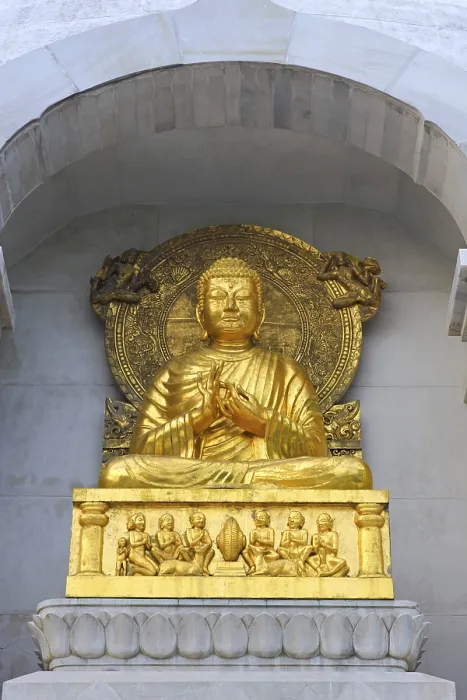 Framed Print : Golden statue of lord Gautam Buddha