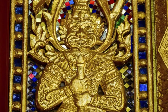 Framed Print : Golden statue in thai temple, digital photo picture as a background Framed Print : Golden statue in thai temple, digital photo picture as a background