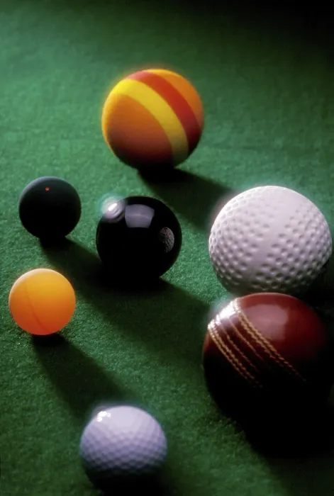 Framed Print : Golf cricket billiard snooker squash balls on green table Framed Print : Golf cricket billiard snooker squash balls on green table