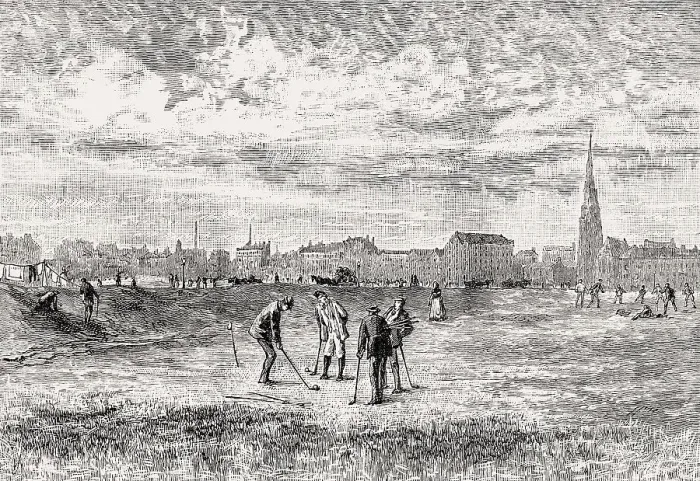 Framed Print : Golfers at Leith Links, Edinburgh