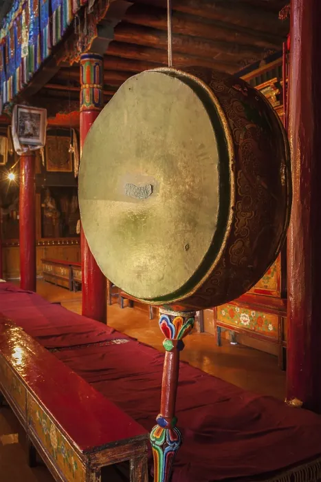 Framed Print : Gong (drum) in Likir gompa (Tibetan Buddhist monastery)