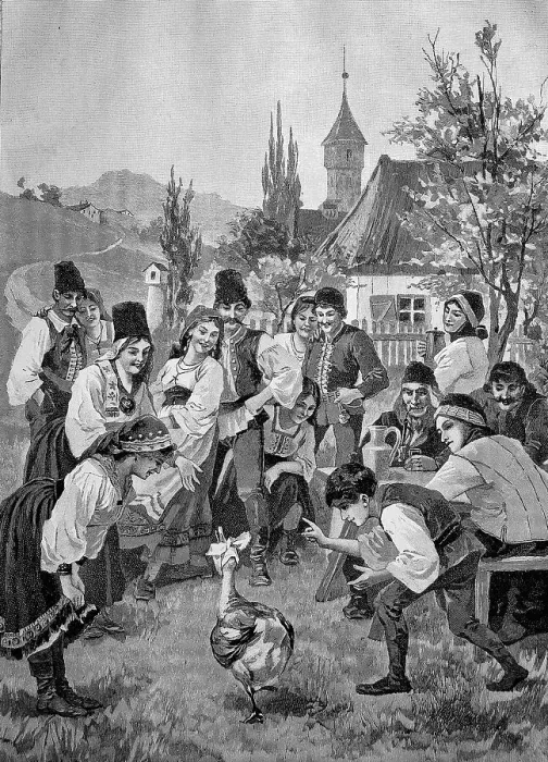 Framed Print : The Goose Oracle of the German People in Transylvania in 1870