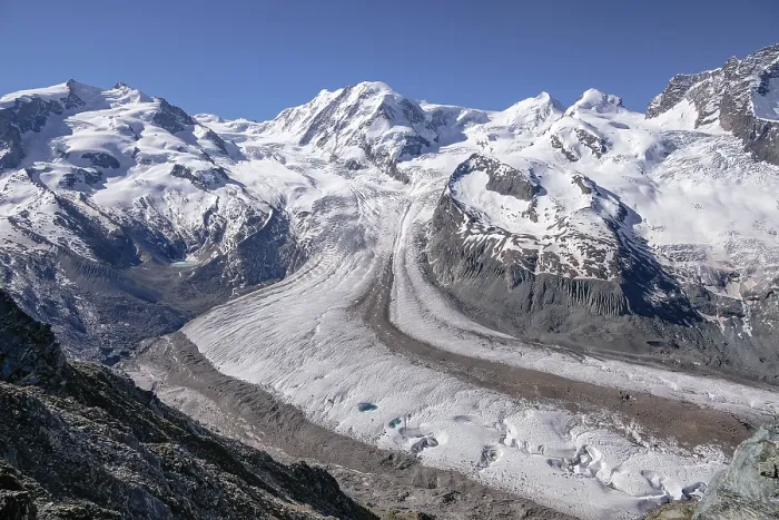 Framed Print : Gornergrat Glacier  /  Gornergletscher - valley glacier on the west side of the Monte Rosa massif close to Zermatt