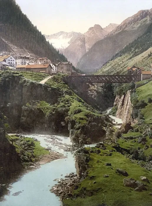 Framed Print : Goschenen and the Damma Glacier, St Framed Print : Goschenen and the Damma Glacier, St