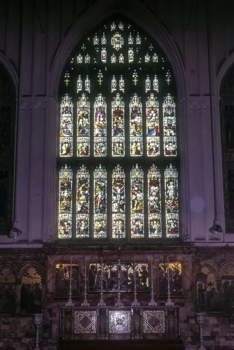 Framed Print : Gothic stained glass windows in St Framed Print : Gothic stained glass windows in St
