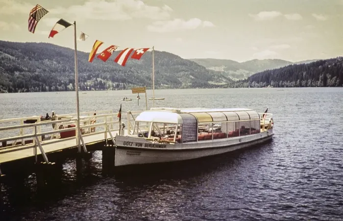 Framed Print : Gotz von Beruhigen excursion boat, Titisee, Baden-Wuerttemberg, Germany, Europe 1960, Europe