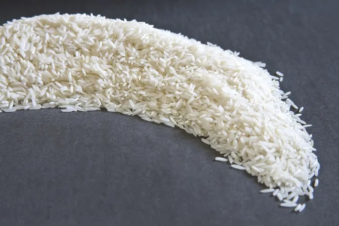 Framed Print : Grains, basmati rice oryza sativa spread on grey background 20-May-2010 Framed Print : Grains, basmati rice oryza sativa spread on grey background 20-May-2010