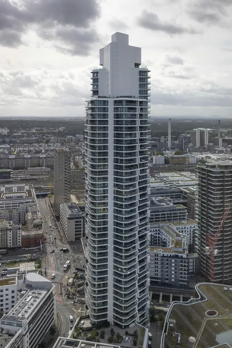 Framed Print : The Grand Tower in Frankfurt am Main is Germany's tallest residential tower