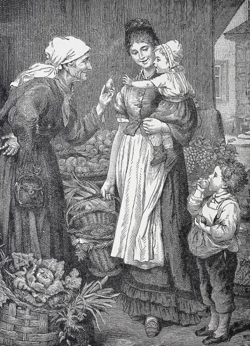 Framed Print : Grandmother teaches the child to say please first when making a wish